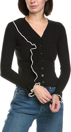 Gracia Knitted Ruffle V-Neck Top