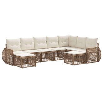 vidaXL Conjunto De Sof&aacute;s De Jard&iacute;n 9 Pcs Beige Rat&aacute;n Sint&eacute;tico Vidaxl