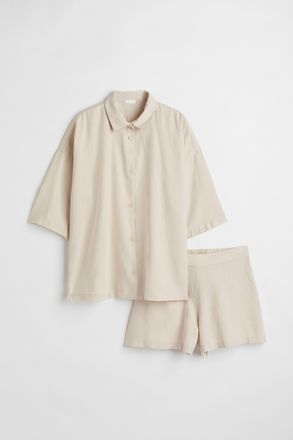 H&M Pyjama aus Leinenmix - Hellbeige
