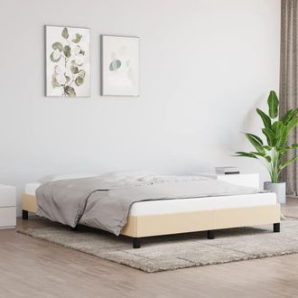 vidaXL Cama Sin Colch&oacute;n Tela Color Crema 140x190 Cm Vidaxl