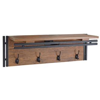 Hhg Hhg - Nunca Usado] Perchero De Pared 618, Estante Perchero, 4 Ganchos 24x75x24cm Estructura 3d, Aspecto Roble Salvaje