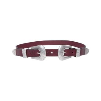 Pepe Jeans London Sasha Riem bordeaux dubbele gesp leer - Dames - Riemen - Rood - S - Leer - Accessoires