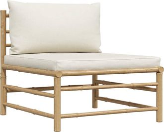 vidaXL Vidaxl - Divano Centrale Da Giardino Con Cuscini Bianco Crema In Bamb&ugrave;