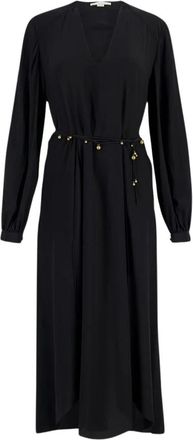 Stella McCartney Elegante Zwarte Zijden Midi Jurk - Dames - Casual kleedjes - Zwart - S - Kleedjes