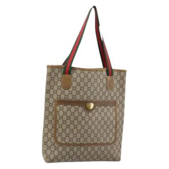 Gucci Pre-owned Tote Bags, female, Beige, Size: ONE SIZE Pre-owned Vintage Leather Tote Bag