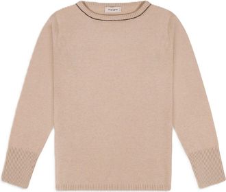 KANGRA Beige Crewneck Sweater With Refined Stitch Detail