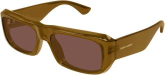 Saint Laurent SL 869 Rechthoekige Zonnebril - unisex - Zonnebrillen - Groen - 57 MM - Accessoires