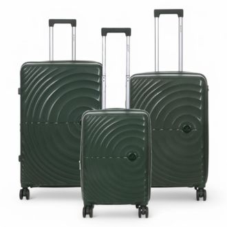 Infinity Leather Unisex Expandable Dark Green Hard Shell 8 Wheels Luggage Cabin Suitcase - Size Medium