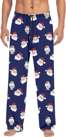 Generic Mens Pyjama Bottoms Men Christmas Pajama Pants Christmas Theme Breathable Flannel Pyjama Trousers Xmas PJ Pants Mens Xmas Bottoms Elastic Waist Trouse