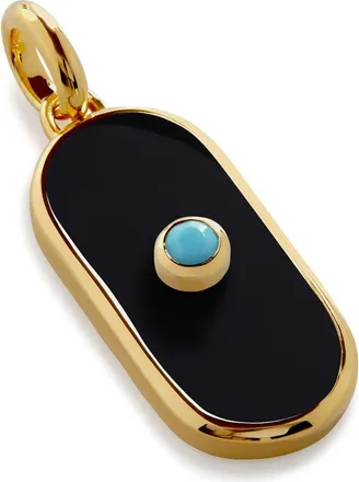 Monica Vinader Onyx & Turquoise Tablet Pendant Charm in 18Ct Gold Vermeil at Nordstrom