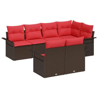 vidaXL Set Divano Da Giardino 7 Pz Marrone Poly Rattan Vidaxl