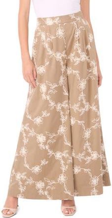 1.State Floral Elastic Waist Wide Leg Pants in Peppercorn at Nordstrom Rack, Size X-Large