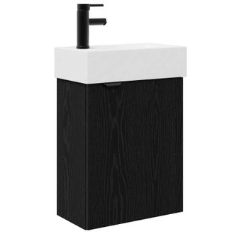 vidaXL M&oacute;dulo De Ba&ntilde;o Con Grifer&iacute;a Roble Negro 45,5 X 22,5 X 84 Cm Vidaxl