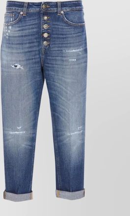 Dondup trousers featuring distressed effect and rolled cuffs