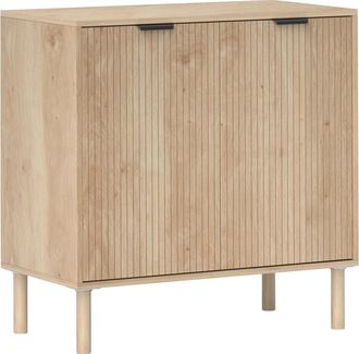 OEM Aparador Compacto De Sal&oacute;n Con Puertas Y Estante Ajustable Estilo N&oacute;rdico Sistema Anti-vuelco 78x40x77,5 Cm Roble