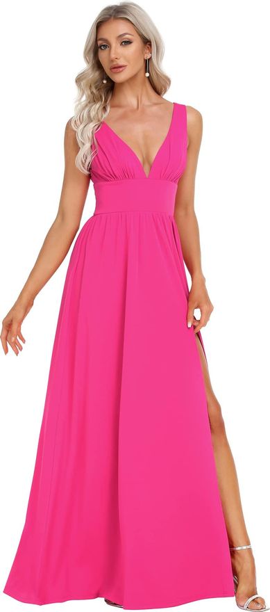 Maxi Dress Hot Pink Wedding Guest Dress Ever-pretty Womens Elegant