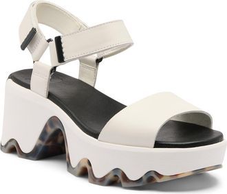 Sorel Kinetic Aura Ankle Strap Platform Sandal in Sea Salt/Black 126 at Nordstrom, Size 9.5