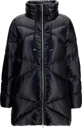 Herno Womens Quilted Drawstring Down Jacket - Black Goose (inner) Puffer