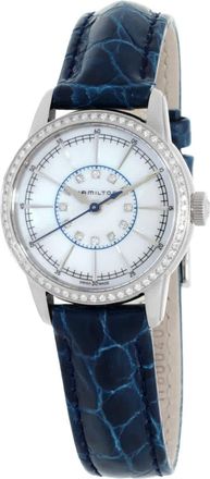 Hamilton Railroad White Mother Of Pearl Dial Blue Leather Ladies Watch H40391691