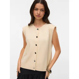 Vero Moda Mouwloos vest met knoopsluiting en ronde hals