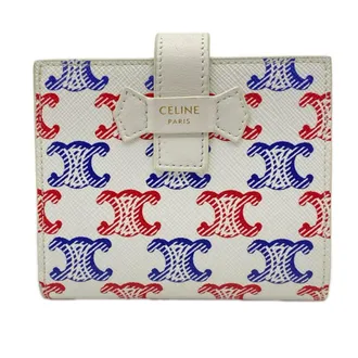 Celine Blue Red Color White Coated Canvas Leather Wallet (Bi-Fold) (Pre-Owned)