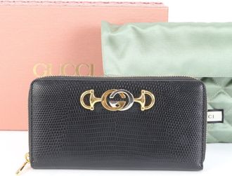 Gucci Black Leather Long Wallet (Bi-Fold) (Pre-Owned)