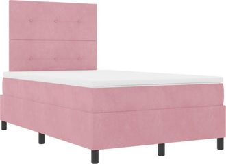vidaXL vidaXL Box Spring Bed with Mattress & LED Pink 120x200 cm Velvet