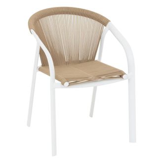Hesperide Hesperide - Sill&oacute;n De Jard&iacute;n Apilable Riu De Aluminio Con Revestimiento Epoxi, Color Miel Y Blanco - Hesp&eacute;ride