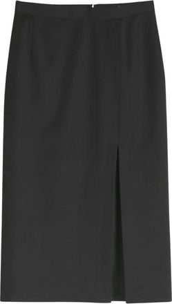 Barena Midi Skirts, female, Black, Size: 2XS Longuette Wool Skirt with Side Slit