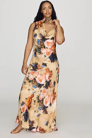 Repeat Mindy Cowl Scarf Maxi Dress