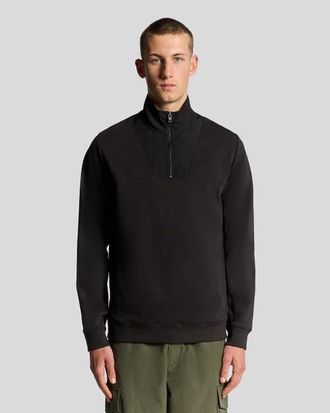 Lyle & Scott Panelled Hybrid Quarter Zip Sweatshirt in Black Ice at Nordstrom, Size Xx-Large
