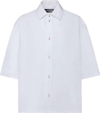 Jacquemus Boxy Cropped White Shirt with Pointed Collar