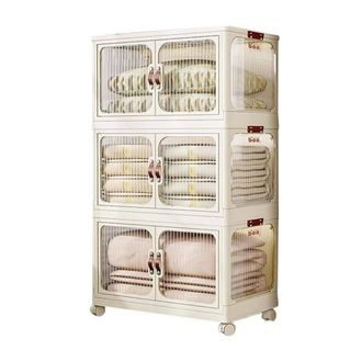 Trade Shop Trade Shop - Scatola Portaoggetti Contenitori Salva Spazio Tre Strati Con Ruote E Coperchio