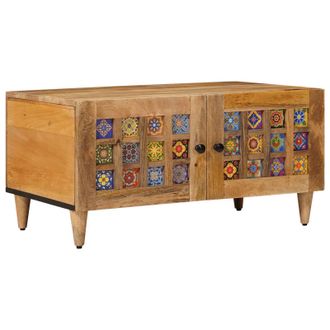vidaXL Mesa De Caf&eacute; Natural 80 X 50 X 40 Cm Madera De Mango Maciza Vidaxl