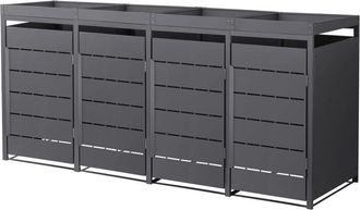 ML Design Ml-design 4x Cobertizos Para Ocultar Cubos De Basura 240l Antracita 260x80x124cm Caseta De Acero Para Jard&iacute;n Exterior Contenedor Resistente Caja Con T