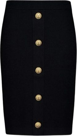 Balmain Midi Rok - Dames - Midirokken - Zwart - M - Polyester - Rokken
