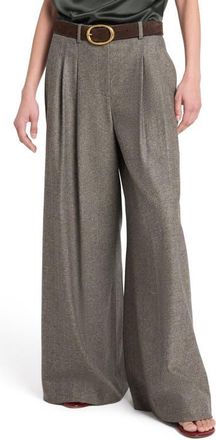 TWP Avery Herringbone Wool Blend Wide Leg Pants in Tea Multi at Nordstrom, Size 10