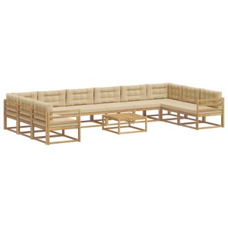 vidaXL Set Di Divani Da Esterno 11 Pz Bianco E Beige Vidaxl