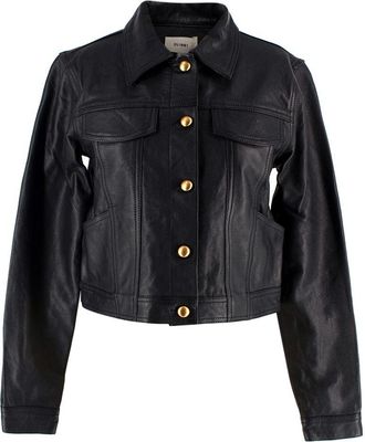 DL1961 Black Obsidian Vika Leather Trucker Jacket Size XS