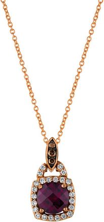 Le Vian Positivity 14K Rose Gold 1.45 Ct. Tw. Diamond & Rhodolite Pendant Necklace