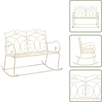 vidaXL The Living Store Panchina da Giardino 104 cm in Ferro Bianco Anticato - Panchina in ferro