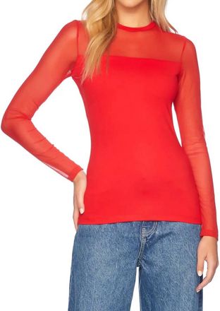 Susana Monaco Mesh Crewneck Top In Red