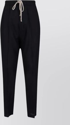 Rick Owens straight trousers elastic waistband back pocket buttons