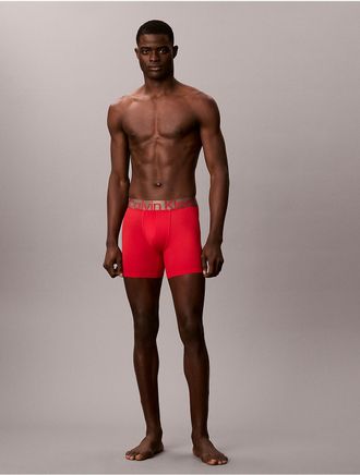 Calvin Klein Mens Brushed Microfiber Stretch Bronze Boxer Brief - Red - XL