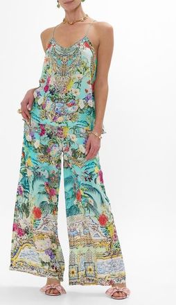 Camilla Wide Leg Trouser With Front Pockets Gardens Of Queluz at Nordstrom, Size Medium