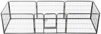 vidaXL Corral Para Perros 8 Paneles De Acero 60x80 Cm Negro Vidaxl