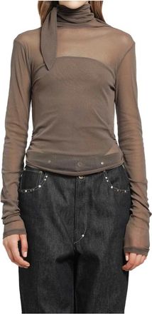 Christophe Lemaire Ballerina Foulard Top - Dames - Longsleeves - Bruin - M - Tops