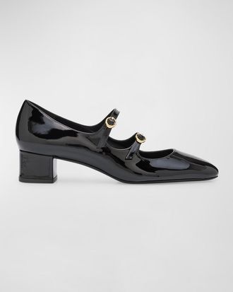 Stuart Weitzman Benni Patent Leather Mary Jane Ballerina Pumps
