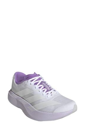 adidas Adizero Evo SL Running Shoe in White/Zero Met./Purple at Nordstrom, Size 5.5