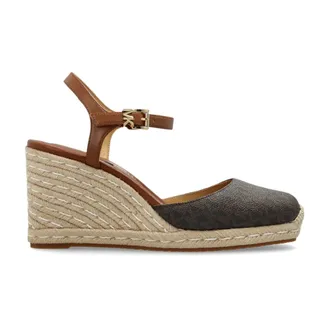Michael Kors Wedges, female, Brown, Size: 10 US Kenzie Signature Logo Espadrille Wedge